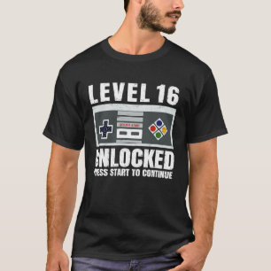 Level 16 Unlocked 16 Year Old Gamer 16th Birthday T-Shirt
