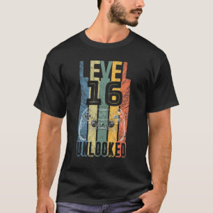 Level 16 Unlocked 16 Years Old Funny Gamer Boy Gir T-Shirt