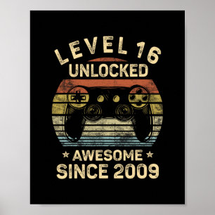 Level 16 Unlocked 16th Birthday 16 Year Old Gifts  Poster