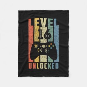 Level 16 Unlocked 16th Video Gamer Birthday Boy Gi Fleece Blanket