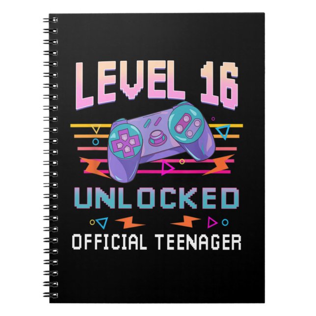 Level 16 Unlocked Official Teenager Video Game 16t Notebook (Front)