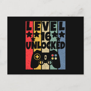 Level 16 Unlocked Postcard