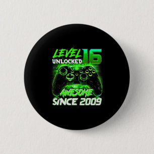 Level 16 Unlocked Shirt Funny Video Gamer 16th Bir 6 Cm Round Badge
