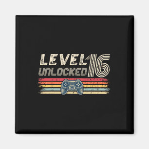 Level 16 Unlocked Video Game 16th Birthday Gamer B Magnet