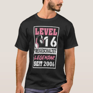 Level 16 Years Gamer Girl Seit 2006 Birthday Video T-Shirt