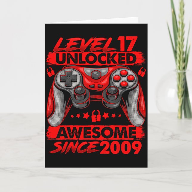 Level 17 Unlocked 17 Year Old Boys 17th Birthday B Card (Front)