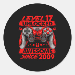 Level 17 Unlocked 17 Year Old Boys 17th Birthday B Classic Round Sticker