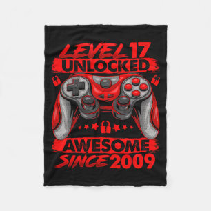 Level 17 Unlocked 17 Year Old Boys 17th Birthday B Fleece Blanket