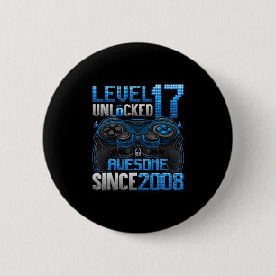 Level 17 Unlocked 17 Year Old Gifts Boys 17th Birt 6 Cm Round Badge