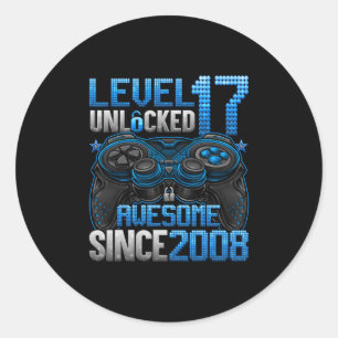 Level 17 Unlocked 17 Year Old Gifts Boys 17th Birt Classic Round Sticker