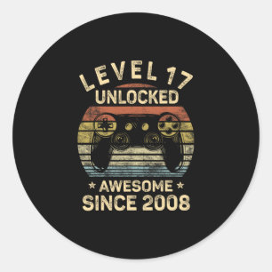 Level 17 Unlocked 17th Birthday 17 Year Old Gifts  Classic Round Sticker