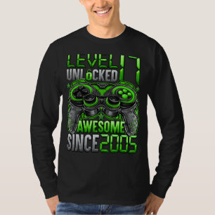 Level 17 Unlocked Awesome Since 2005 17th Birthday T-Shirt