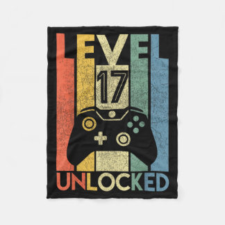 Level 17 Unlocked Shirt Funny Video Gamer 17th Fleece Blanket