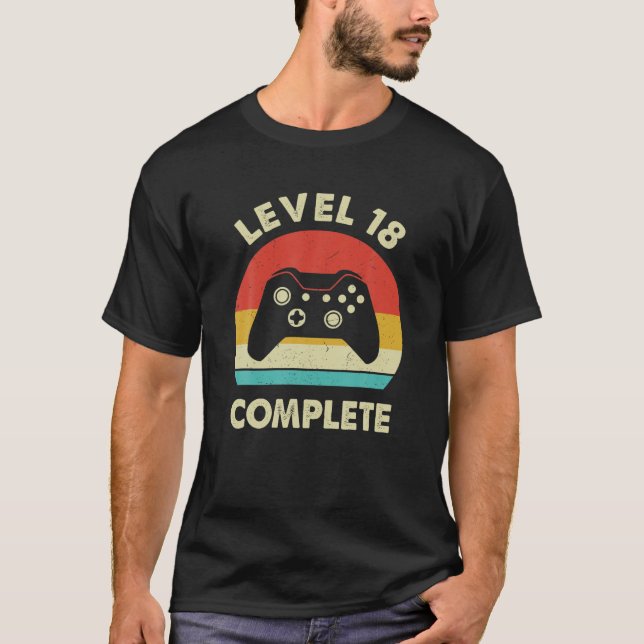 Level 18 Complete Video Gamer - 18Th Wedding Anive T-Shirt (Front)