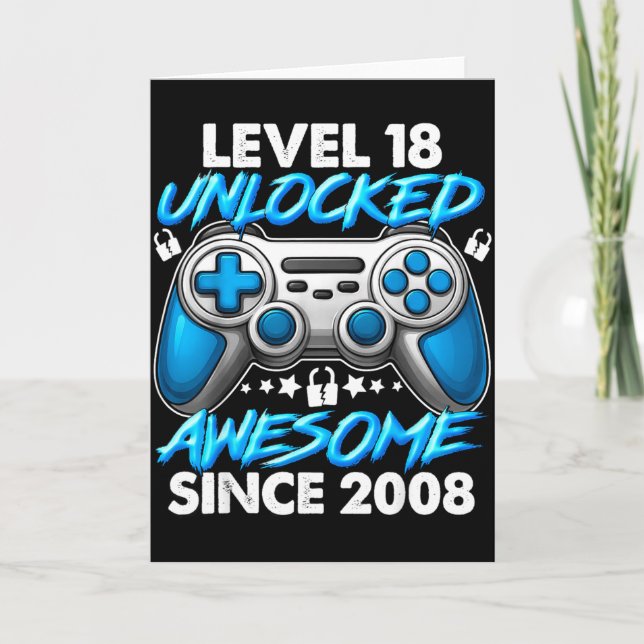 Level 18 Unlocked 18 Year Old Boys 18th Birthday B Card (Front)