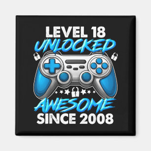 Level 18 Unlocked 18 Year Old Boys 18th Birthday B Magnet