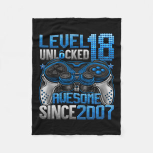 Level 18 Unlocked 18 Year Old Gifts Boys 18th Birt Fleece Blanket
