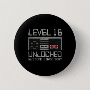 Level 18 Unlocked 18th Birthday 18 Year Old Video 6 Cm Round Badge
