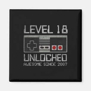 Level 18 Unlocked 18th Birthday 18 Year Old Video Magnet