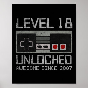 Level 18 Unlocked 18th Birthday 18 Year Old Video  Poster