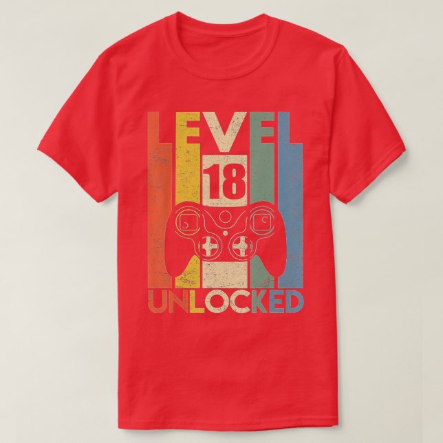Level 18 Unlocked  18th Video  Birthday Boy Gifts  T-Shirt (Design Front)