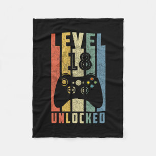 Level 18 Unlocked 18th Video Gamer Birthday Boy Gi Fleece Blanket