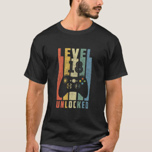 Level 18 Unlocked 18th Video Gamer Birthday Boy Gi T-Shirt