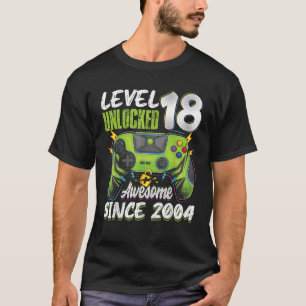 Level 18 Unlocked awesome 2004 18th birthday boy v T-Shirt