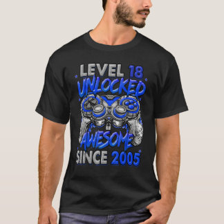 Level 18 Unlocked Awesome Since 2005 18th Birthday T-Shirt