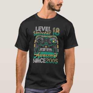 Level 18 Unlocked Awesome Since 2005 18th Birthday T-Shirt
