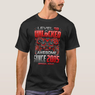 Level 18 Unlocked Awesome Since 2005 18th Birthday T-Shirt