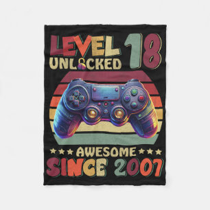 Level 18 Unlocked Awesome Since 2007 18th Birthday Fleece Blanket