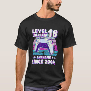 Level 18 Unlocked Bday Gamer Boy Girl 18 Years Old T-Shirt
