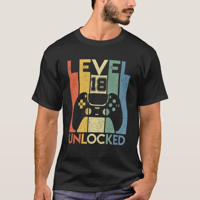 Level 18 Unlocked Birthday 18 Year Old Its My 18Th T-Shirt (Front)