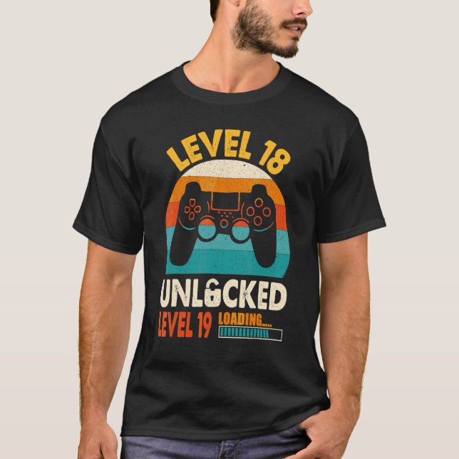 Level 18 Unlocked Boys 18th Birthday  18 Year Old  T-Shirt (Front)