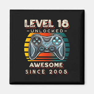 Level 18 Unlocked Video Game 18th Birthday 18 Yr O Magnet