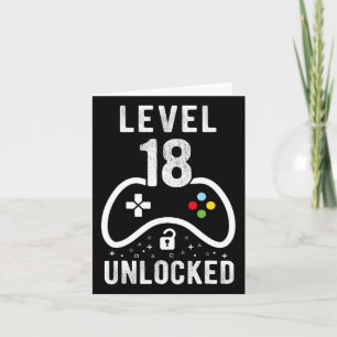 Level 18 Unlocked Video Game 18th Birthday Gift Card