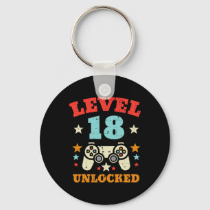 Level 18 Unlocked Video Gamer Boys Men 18th Birthd Key Ring