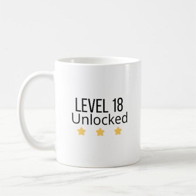 Level 18 Unlocked Yellow Birthday Mug  (Left)