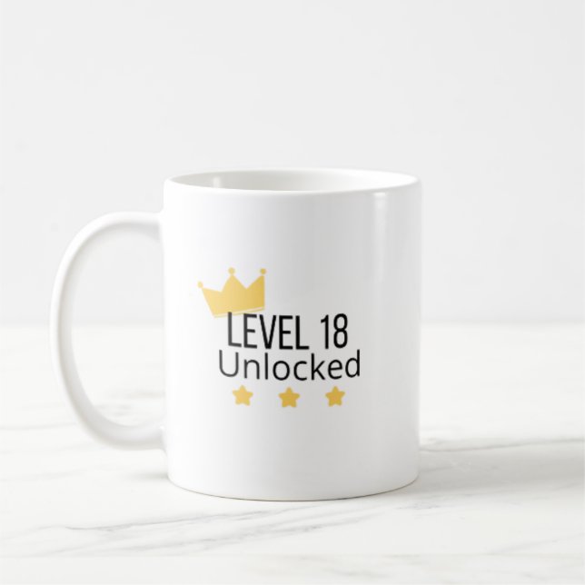 Level 18 Unlocked Yellow Birthday Mug  (Left)