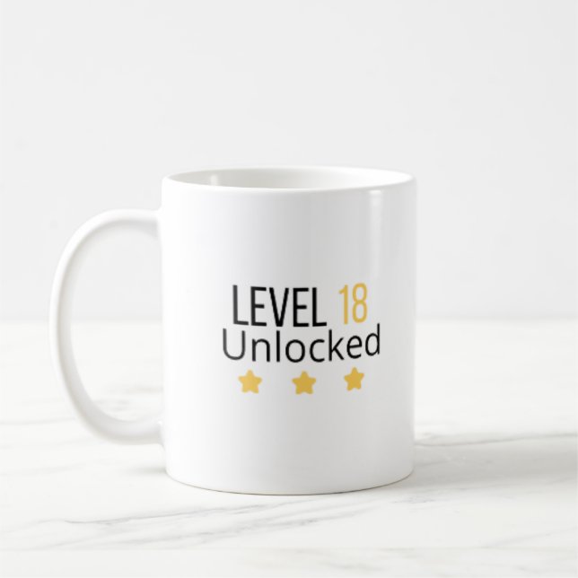 Level 18 Unlocked Yellow Birthday Mug  (Left)