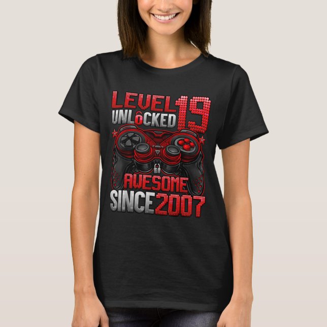 Level 19 Unlocked 19 Year Old Boys 19th Birthday B T-Shirt (Front)