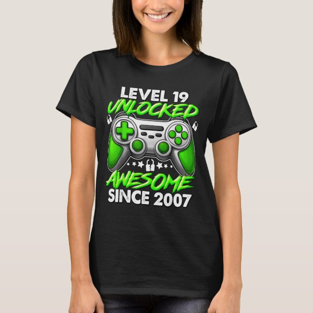 Level 19 Unlocked 19 Year Old Boys 19th Birthday B T-Shirt (Front)
