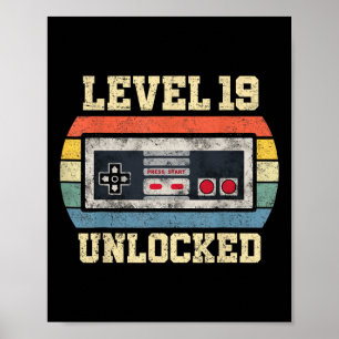 Level 19 Unlocked 19 Year Old Gift Funny Gamer 19t Poster