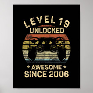 Level 19 Unlocked 19th Birthday 19 Year Old Gifts Poster