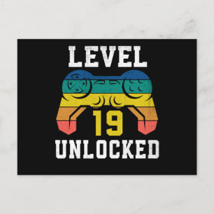 Level 19 Unlocked, 19th Gamer Birthday Distressed Postcard