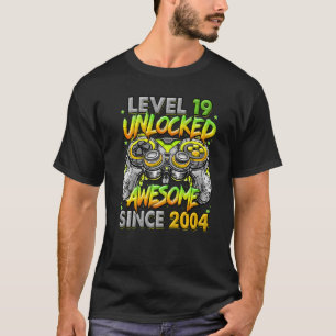 Level 19 Unlocked Awesome Since 2004 19th Birthday T-Shirt