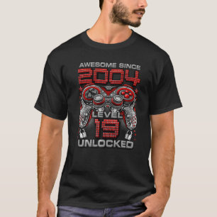 Level 19 Unlocked Awesome Since 2004 19th Birthday T-Shirt