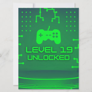 Level 19 Unlocked Gaming 19th Birthday Invitation