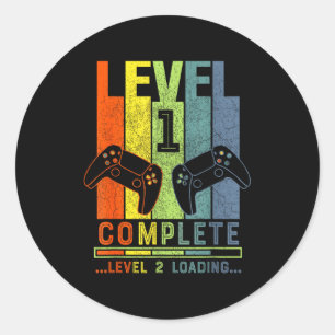 Level 1 Complete Gamer Gift 1 Years Wedding Annive Classic Round Sticker
